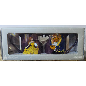 Disney Parks Beauty and the Beast Purple Yellow Mug Set One Size